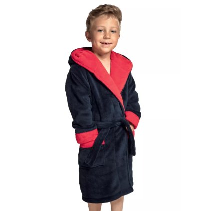 Chlapčenský soft dvojfarebný župan Delfino blue / red Envie
