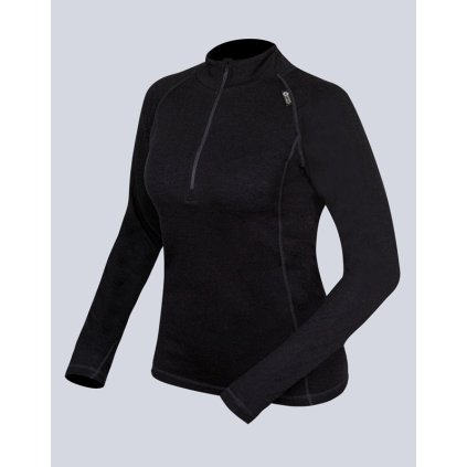 Tričko so zipsom s dlhým rukávom dámske 88015P (Farba / Veľkosť <img KodProduktu="88015P"> čierna / XL)