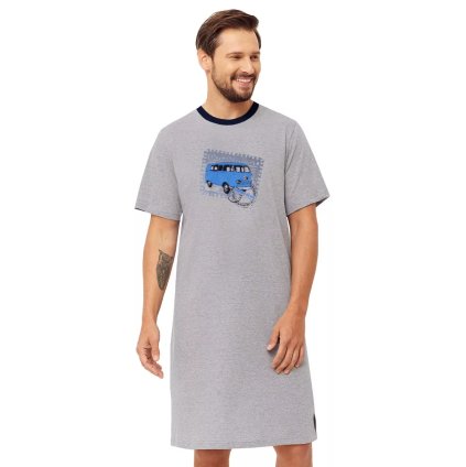 Pánska nočná košeľa s obrázkom Victor 1331/32 Hotberg (Farba / Veľkosť <img KodProduktu="40133132H"> svetlý melír / 4XL)