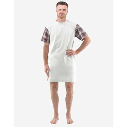 Košeľa nočná pánska krátky rukáv 79146P (Farba / Veľkosť <img KodProduktu="79146P"> sv. šedá, hypermangán / XL)