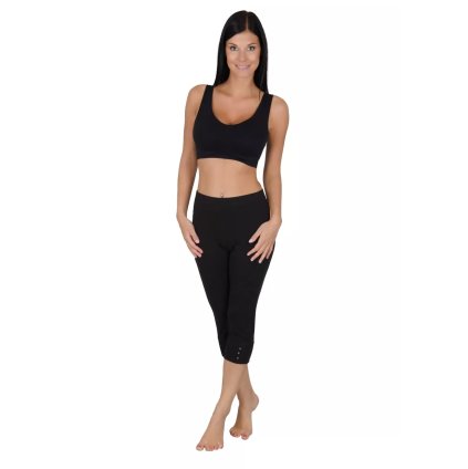 Dámske bavlnené 3/4 nohavice model 127 Dzianel (Farba / Veľkosť <img KodProduktu="340127H"> čierna / XXL/3XL)