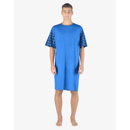 Košeľa nočná pánska krátky rukáv 79162P (Farba / Veľkosť <img KodProduktu="79162P"> dunaj, lékořice / XXL)