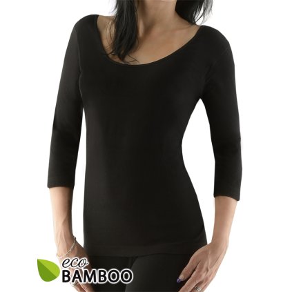 Výhodné balenie 5 kusov - Bambusové tričko 3/4 rukáv 08023P (Farba / Veľkosť <img KodProduktu="08023P"> čierna / L/XL)