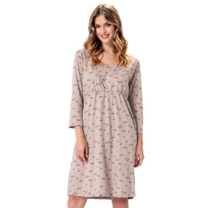 Dámska materská nočná košeľa Majka 1385 LEVEZA (Farba / Veľkosť <img KodProduktu="411385H"> béžová tmavá / XXL)
