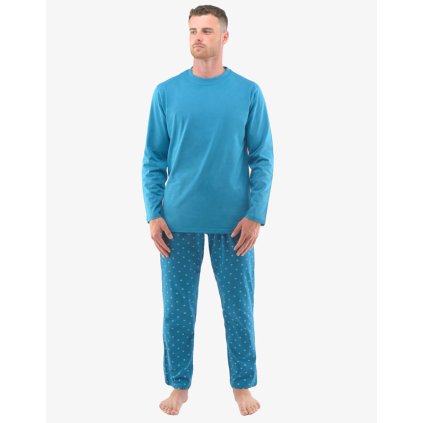 Pyžamo dlhé pánske 79129P (Farba / Veľkosť <img KodProduktu="79129P"> petrolejová, mesiac / XXL)