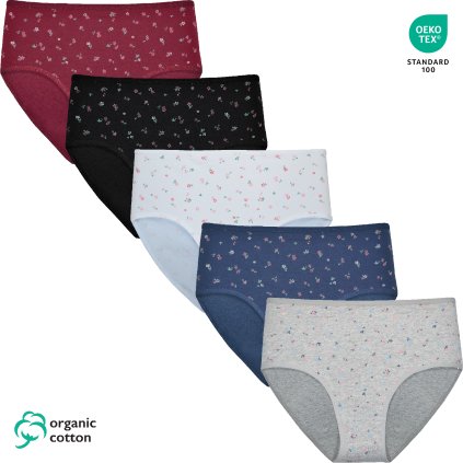 Dámske bavlnené nohavičky s kvietkami Gaubert 9090 (Farba / Veľkosť <img KodProduktu="9090-Holland"> šedý melír / XL/XXL)