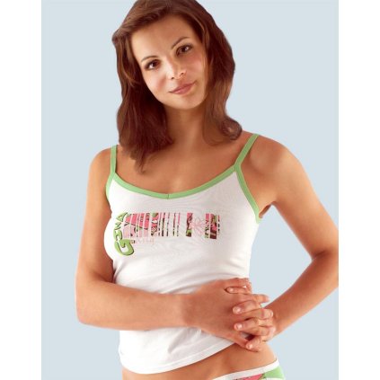 Košieľka s úzkymi ramienkami, tlač 18031P (Farba / Veľkosť <img KodProduktu="18031P"> tm. tyrkysová / M/L)