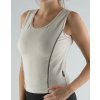 Tričko bez rukávov zdobené kontrastným prešívaním 98021P (Farba / Veľkosť <img KodProduktu="98021P"> tm.popol, piesková / M)