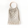 Smetanově bílá macramé kabelka maxi