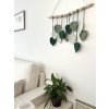 Zelené macramé listy na zeď, 58 x 50 xm