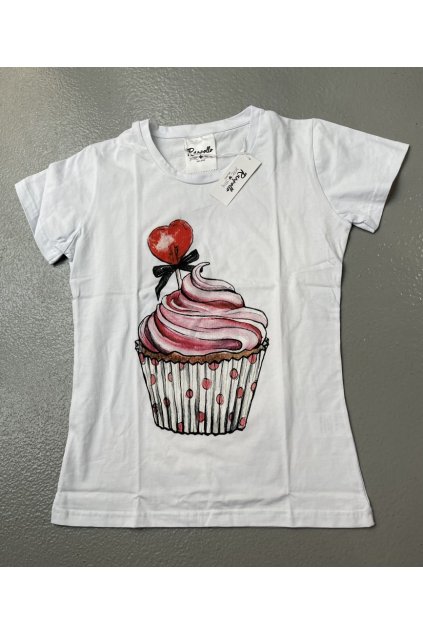 Tričko s potiskem cupcake, RANPOLLO - bílé (Velikost Velikost M)
