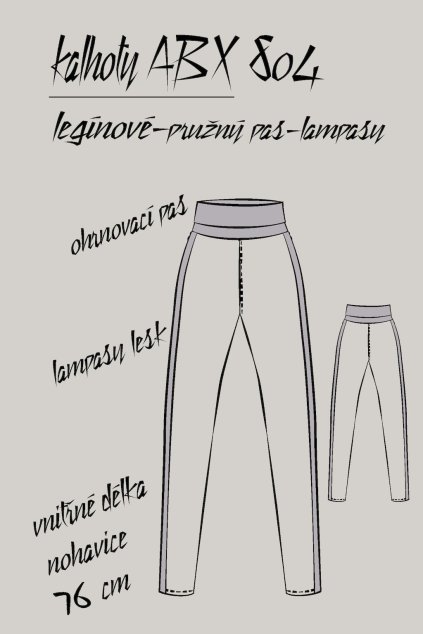 kalhoty dámske leginové pruzny pas lampas abx 804 a