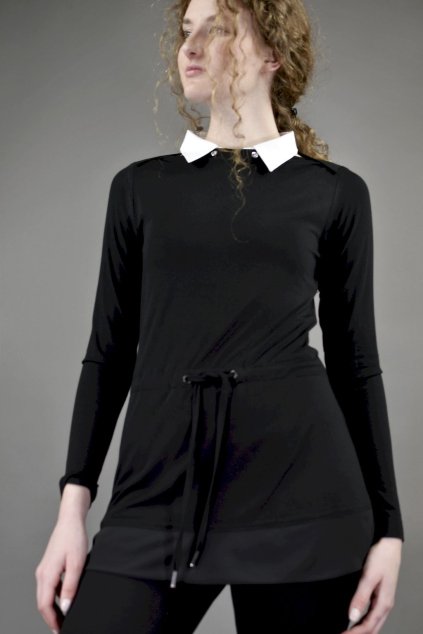 tunika s odepínacim bilym limcem dlouhy rukav a