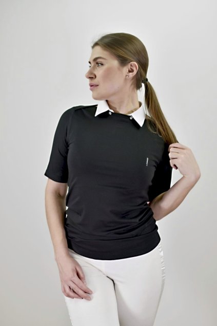 triko s odepinacim limeckem bílým rukav nad loket cerne a