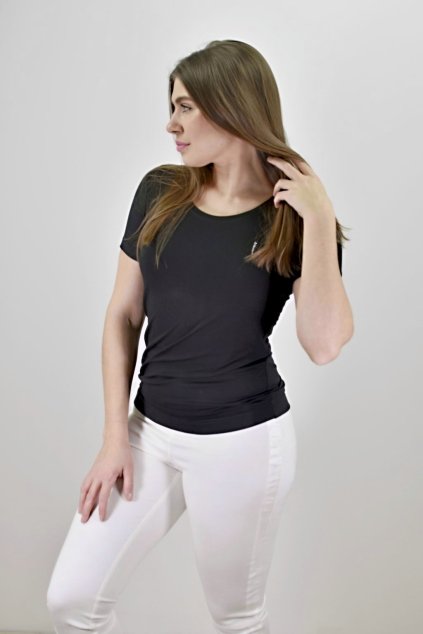 triko vystrih kratky rukav cerne a