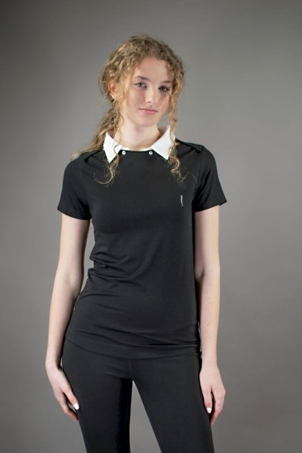 TRIKO S LODIČKOVÝM VÝSTŘIHEM KRÁTKÝM RUKÁVEM - BÍLÝ ODEPÍNACÍ LÍMEC