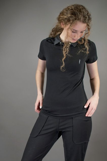 triko s odepinacim limeckem cernym kratky rukav a