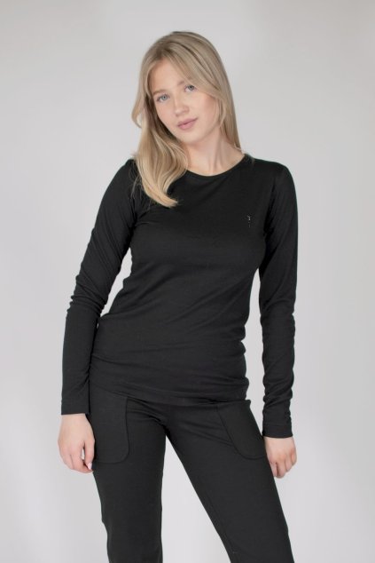 triko damske merino cerne dlouhy rukav abx 804 a