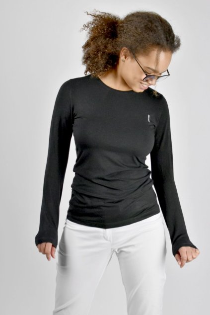 cerne damske basic triko s dlouhym rukavem a