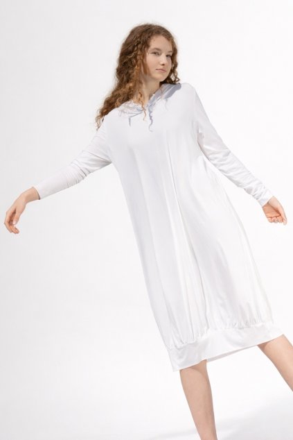 saty bile balonove s kapuci a