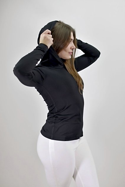 triko s kapuci dlouhy rukav cerne a