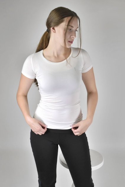 damske bile triko basic kratky rukav a