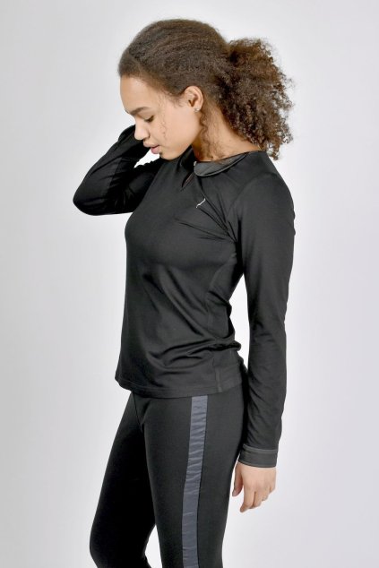 cerne damske triko s limeckem a manzetami atx 818 a