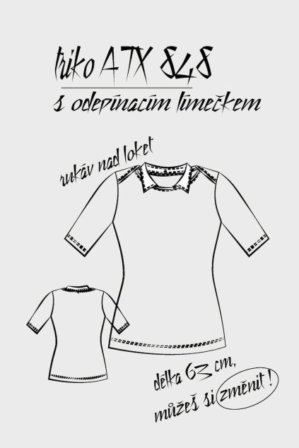 triko s odepinacim limeckem bílým rukav nad loket cerne a