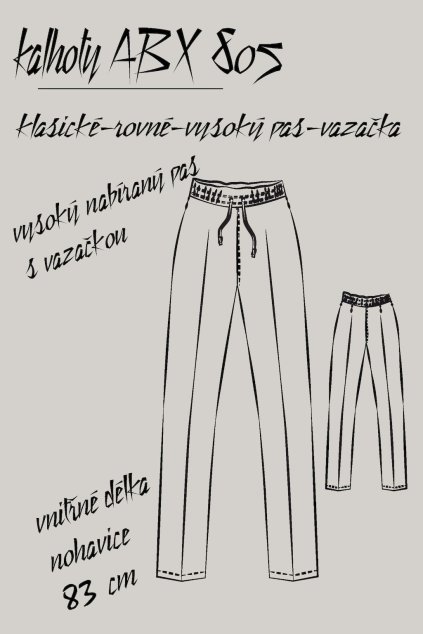KALHOTY klasicke rovne vysoky nabirany pas vazacka