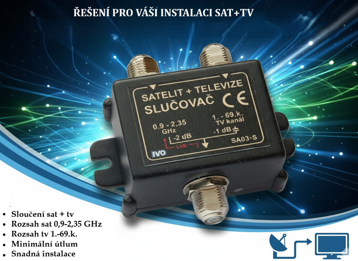 SA03-S Slučovač/Rozboč. TV/SAT signálu IVO