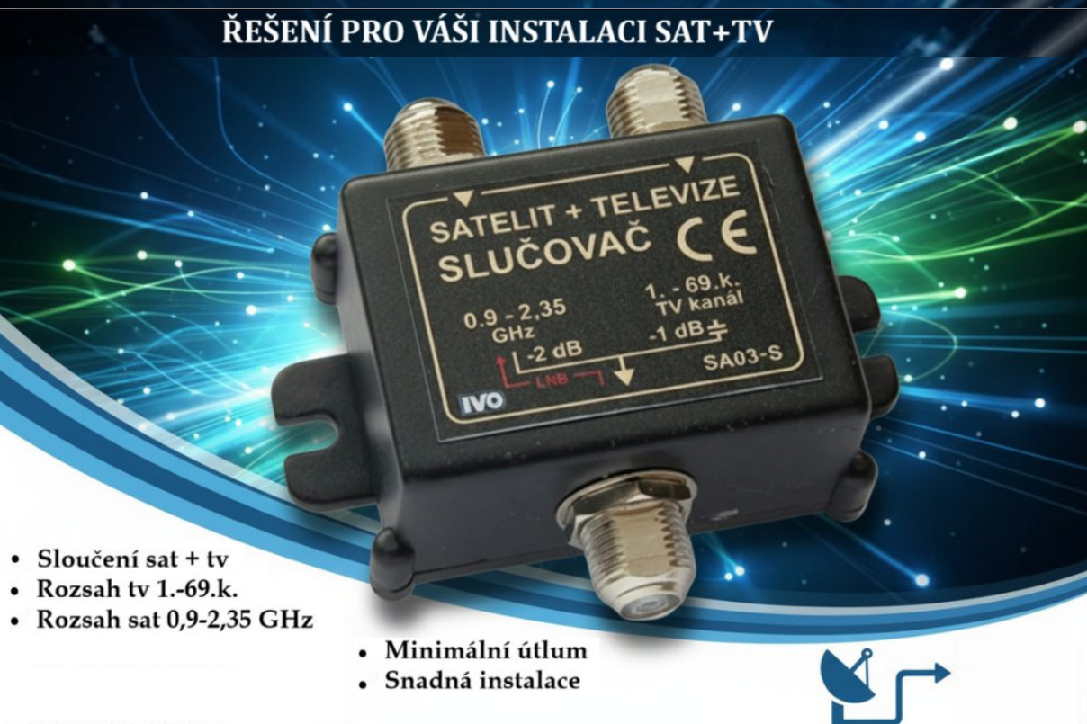 SA03-S Slučovač/Rozboč. TV/SAT signálu IVO