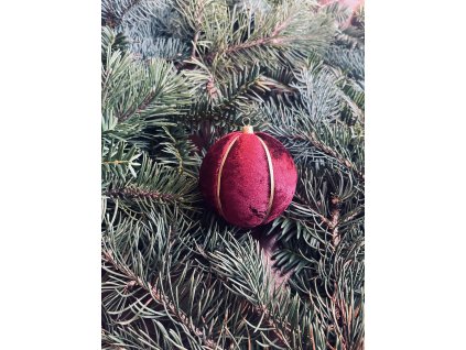 Ručně vyrobená vánoční ozdoba - vínová, zlatá