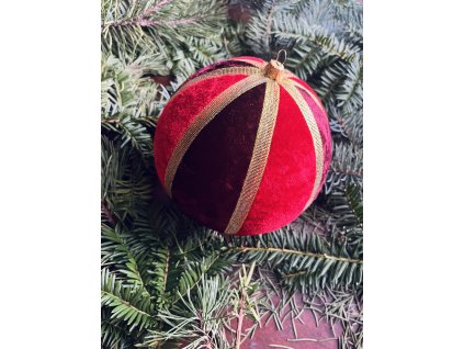 Obří ručně vyrobená vánoční ozdoba -červená, vínová, zlatá