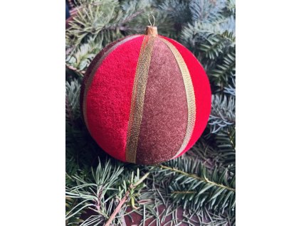 Obří ručně vyrobená vánoční ozdoba - červená, zlatá