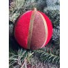 Ručně vyrobená vánoční ozdoba - červená, zlatá, průměr 15 cm