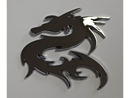 Samolepící 3D znak  DRAK, velký, stříbrný