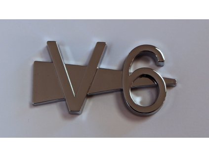 Samolepící 3D znak V6, stříbrný