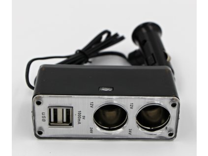 Rozdvojka autozapalovače s 2X USB výstupem 12/24V