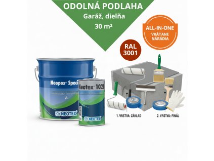 Zostava Odolná garáž a domáca dielňa – STANDARD červená (All in One s náradím)