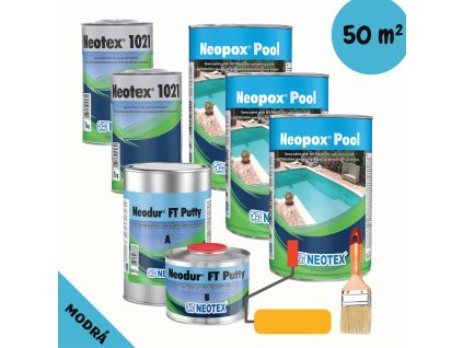 Epoxidový bazénový náter zostava na 50 m² - betón, plast (Rozmer 2,5" - 60 mm)