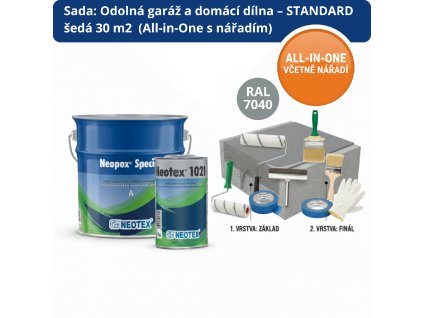 Sada Odolná garáž a domácí dílna – STANDARD šedá (30m2 All in One s nářadím)