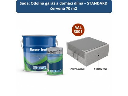 Sada Odolná garáž a domácí dílna – STANDARD červena 70 m2