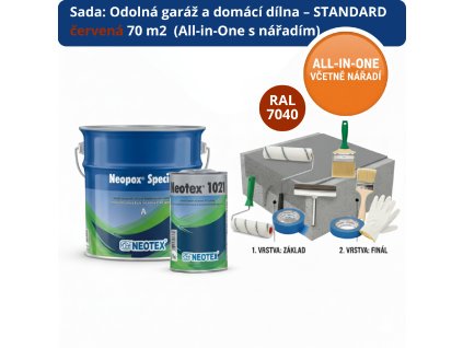 Sada Odolná garáž a domácí dílna – STANDARD červená (70m2 All in One s nářadím)