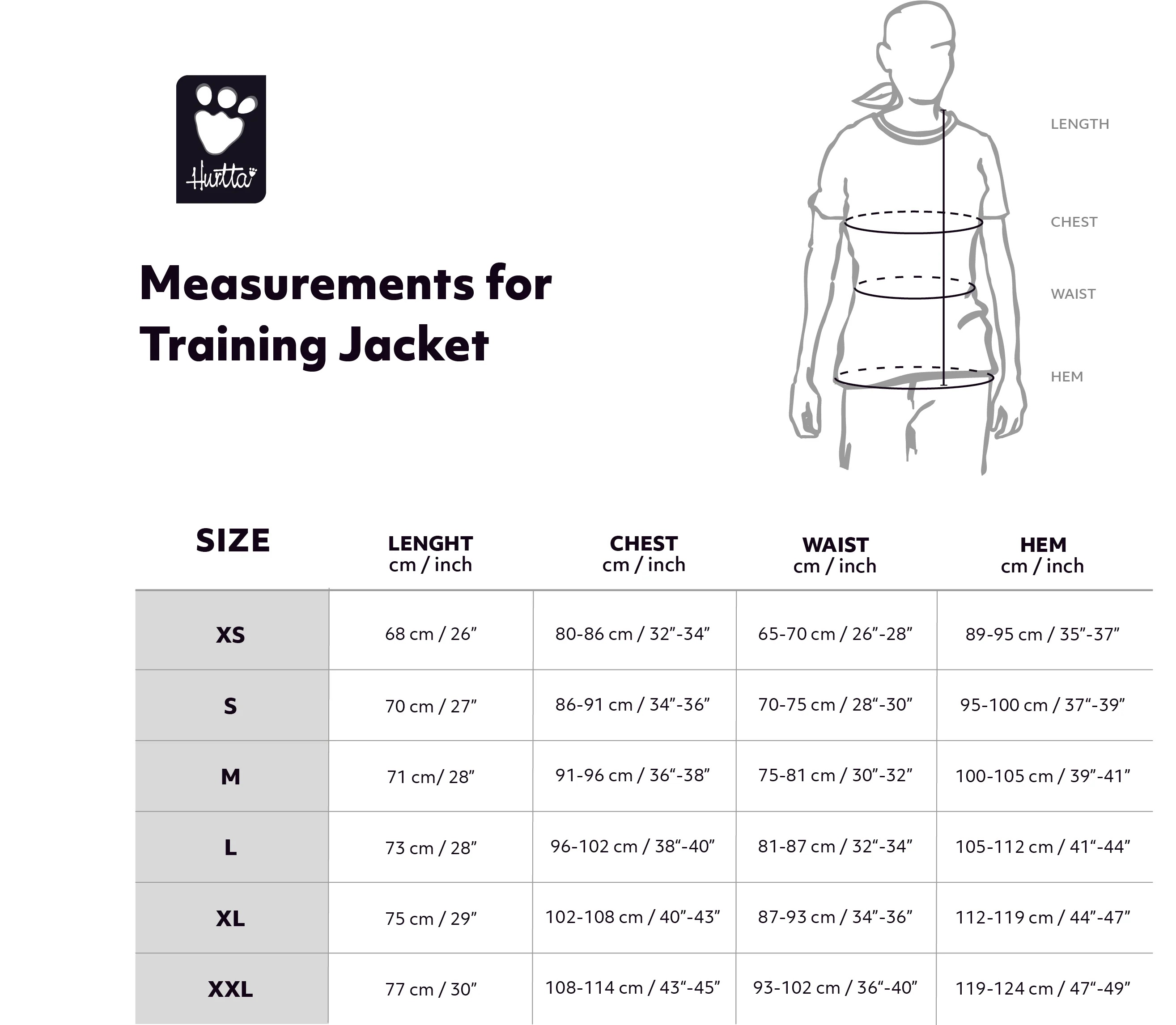 HurttaTrainingJacketECO_AW23_SizeChart