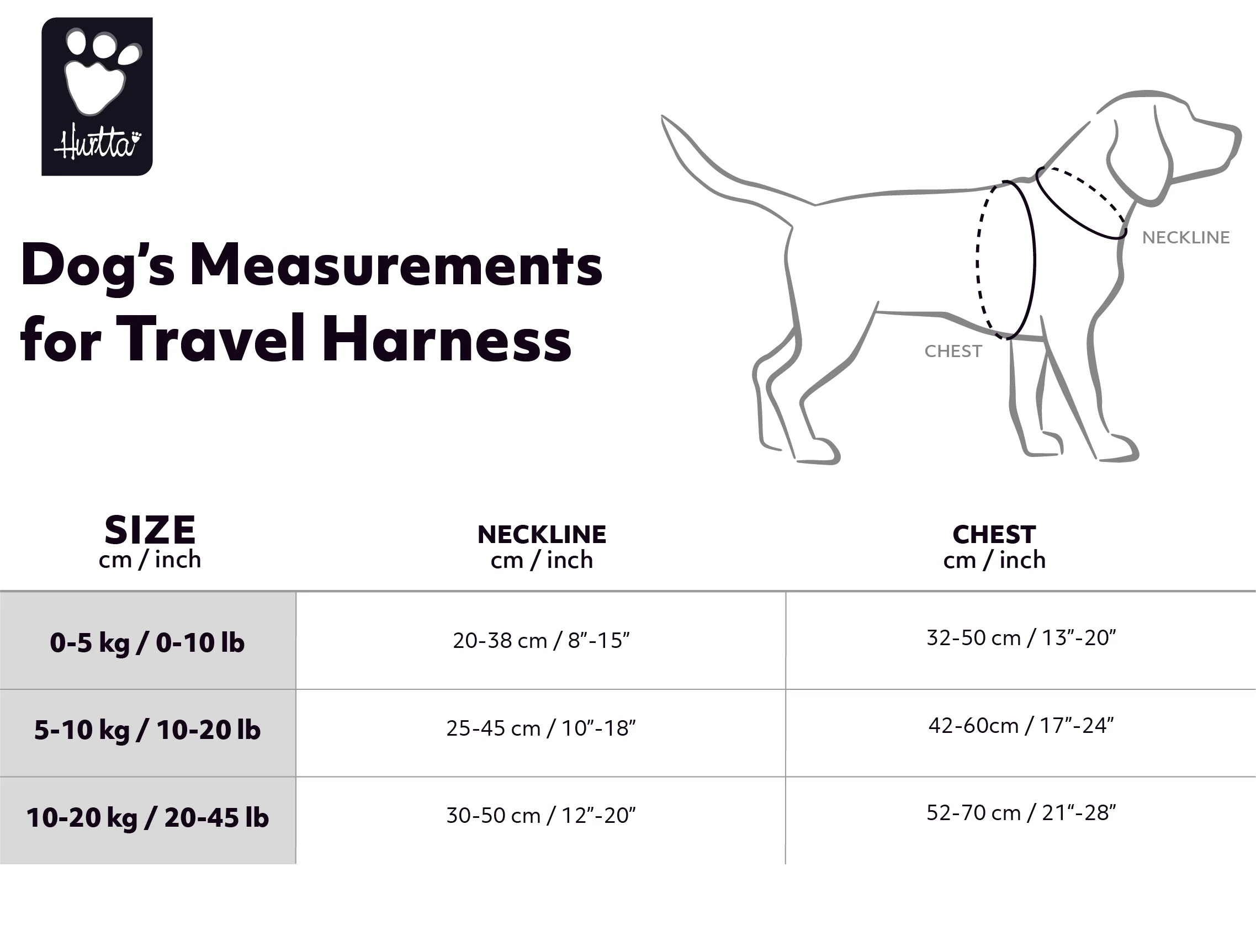 HurttaTravelHarnessECO_AW23_SizeChart