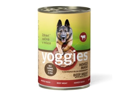 3640 400g yoggies hovezi konzerva s karotkou a lnenym olejem