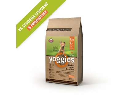 Yoggies 15 kg MINI Active Kachna a zvěřina granule lisované za studena s probiotiky