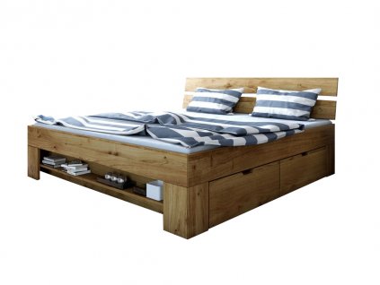 Dubová drevená manželská posteľ Stela