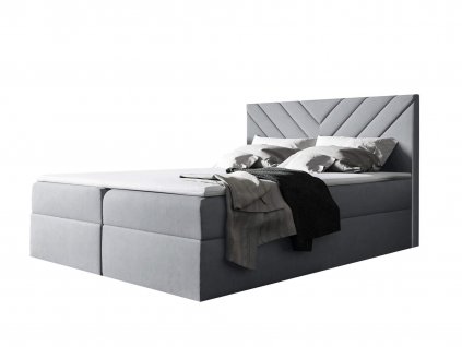 Boxspring posteľ Top 6 s vrchným matracom a úložným priestorom - sivá