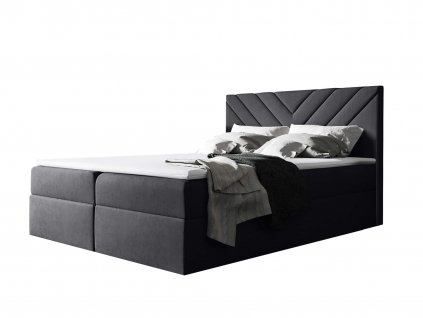 Boxspring posteľ Top 6 s vrchným matracom a úložným priestorom - čierna
